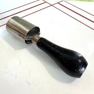 Vintage Wizard Stainless Steel Fruit Corer Chopper Black Wood Handle 5.75"